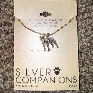 Pitbull Silver-Plated Pendant Necklace - Note Discoloration in Chain